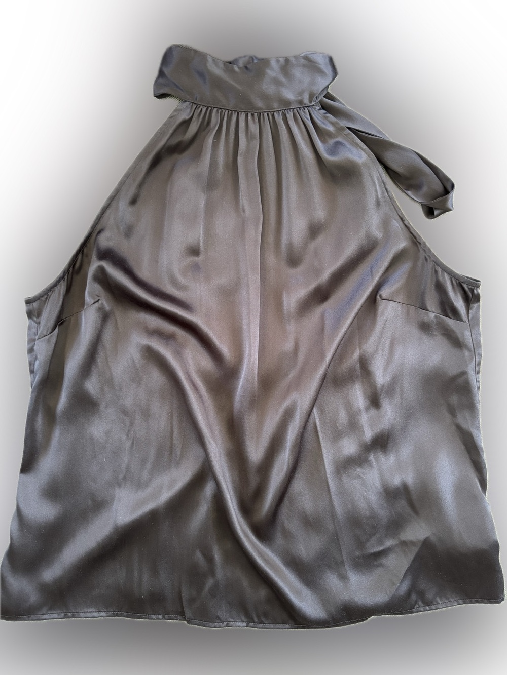 NWT Reformation Charcoal Satin Halter Top with Neck Tie